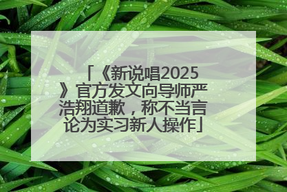 《新说唱2025》官方发文向导师严浩翔道歉，称不当言论为实习新人操作