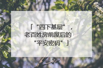 “四下基层”，老百姓房前屋后的“平安密码”