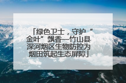 绿色卫士，守护“金叶”飘香—竹山县深河烟区生物防控为烟田筑起生态屏障