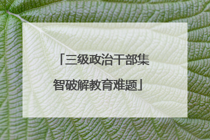 三级政治干部集智破解教育难题