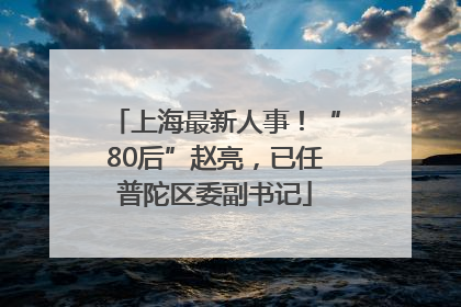上海最新人事！“80后”赵亮，已任普陀区委副书记
