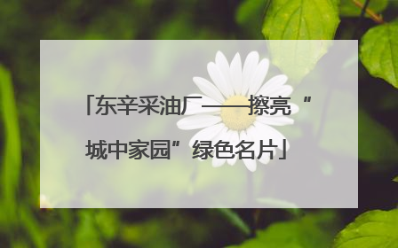 东辛采油厂——擦亮“城中家园”绿色名片