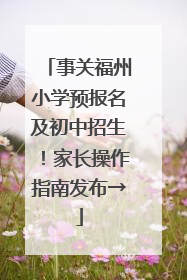 事关福州小学预报名及初中招生！家长操作指南发布→