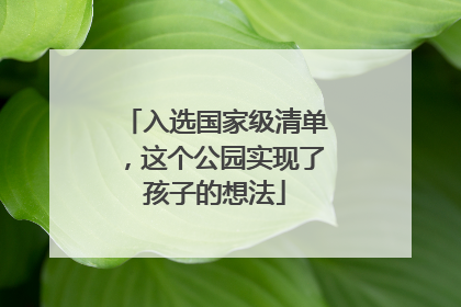 入选国家级清单，这个公园实现了孩子的想法