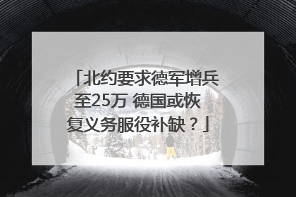 北约要求德军增兵至25万 德国或恢复义务服役补缺？