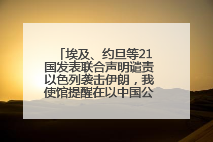 埃及、约旦等21国发表联合声明谴责以色列袭击伊朗，我使馆提醒在以中国公民尽快陆路离境