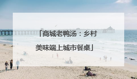 商城老鸭汤：乡村美味端上城市餐桌