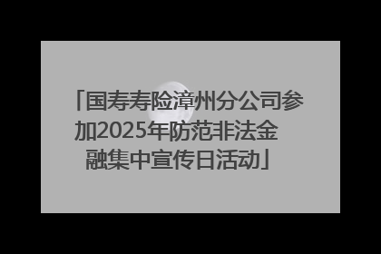 国寿寿险漳州分公司参加2025年防范非法金融集中宣传日活动