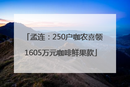 孟连：250户咖农喜领1605万元咖啡鲜果款