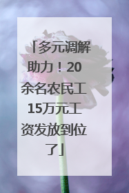 多元调解助力！20余名农民工15万元工资发放到位了