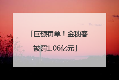 巨额罚单！金穗春被罚1.06亿元
