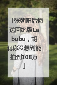 张朝阳后悔送回绝版Labubu，胡润称没想到能拍到108万