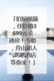拍短视频，住价值3699元卡通房！今夏，舟山超人气鹈鹕酒店等你来！