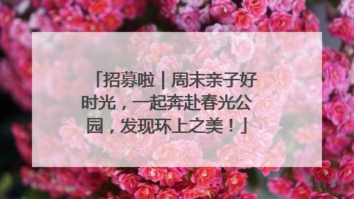 招募啦｜周末亲子好时光，一起奔赴春光公园，发现环上之美！