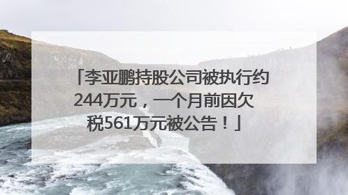 李亚鹏持股公司被执行约244万元，一个月前因欠税561万元被公告！