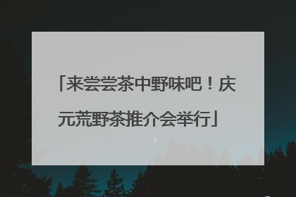 来尝尝茶中野味吧！庆元荒野茶推介会举行