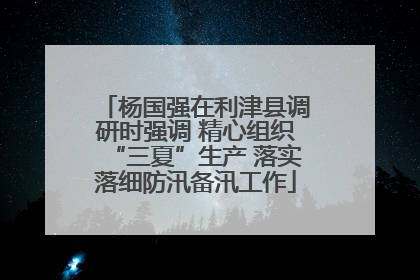 杨国强在利津县调研时强调 精心组织“三夏”生产 落实落细防汛备汛工作