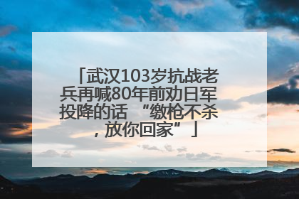 武汉103岁抗战老兵再喊80年前劝日军投降的话 “缴枪不杀，放你回家”