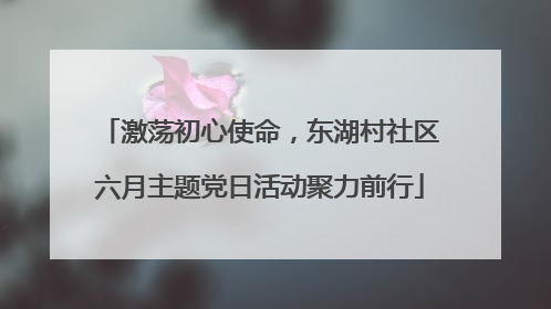 激荡初心使命，东湖村社区六月主题党日活动聚力前行