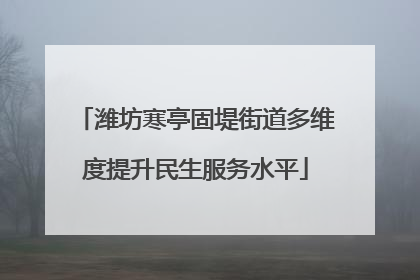 潍坊寒亭固堤街道多维度提升民生服务水平