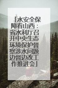 水安全保障看山西：省水利厅召开中央生态环境保护督察涉水问题边督边改工作推进会