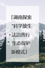湖南探索“科学放生+法治善行”生态保护新模式