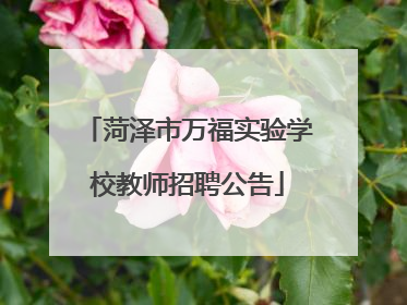 菏泽市万福实验学校教师招聘公告
