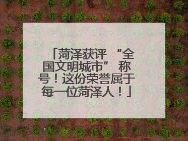 菏泽获评 “全国文明城市” 称号！这份荣誉属于每一位菏泽人！