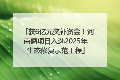 获6亿元奖补资金！河南俩项目入选2025年生态修复示范工程
