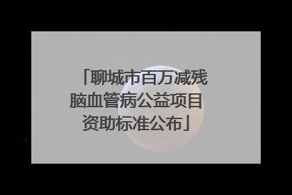 聊城市百万减残脑血管病公益项目资助标准公布