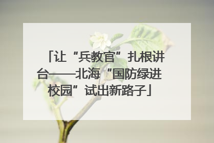 让“兵教官”扎根讲台——北海“国防绿进校园”试出新路子