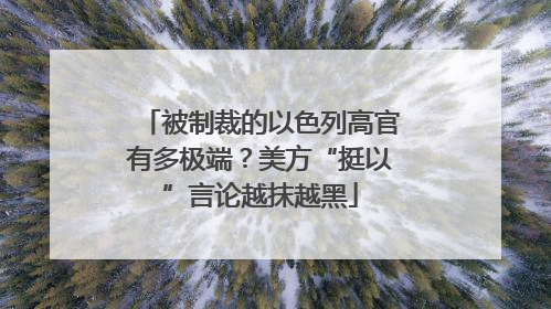 被制裁的以色列高官有多极端？美方“挺以”言论越抹越黑