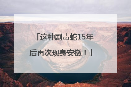 这种剧毒蛇15年后再次现身安徽！