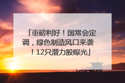 重磅利好！国常会定调，绿色制造风口来袭！12只潜力股曝光
