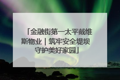 金融街第一太平戴维斯物业｜筑牢安全堤坝 守护美好家园