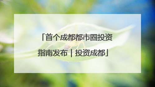 首个成都都市圈投资指南发布｜投资成都