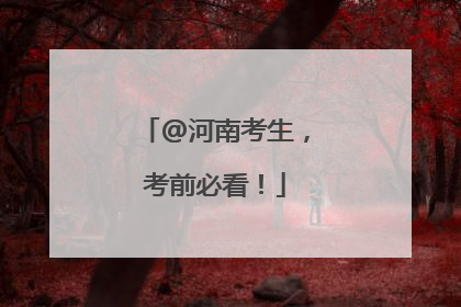 @河南考生，考前必看！
